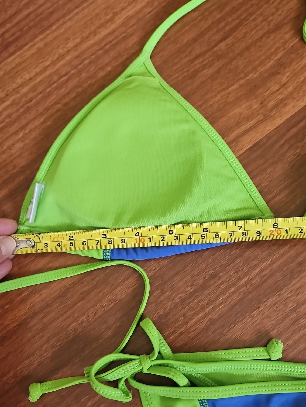 BODY GLOVE String Bikini Dita Triangle Top & Side Tie Bottoms Green & Blue Med - Picture 11 of 12